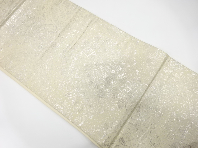 JAPANESE KIMONO / ANTIQUE FUKURO OBI / SILK / WOVEN FLORAL SARASA